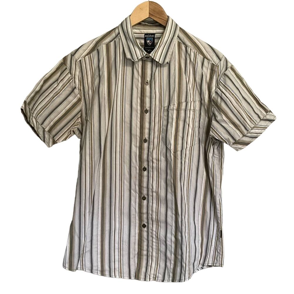 Kuhl Shirt Suncel Western Button Up Striped Short Sleeve Outdoors‎ Men's M EUC